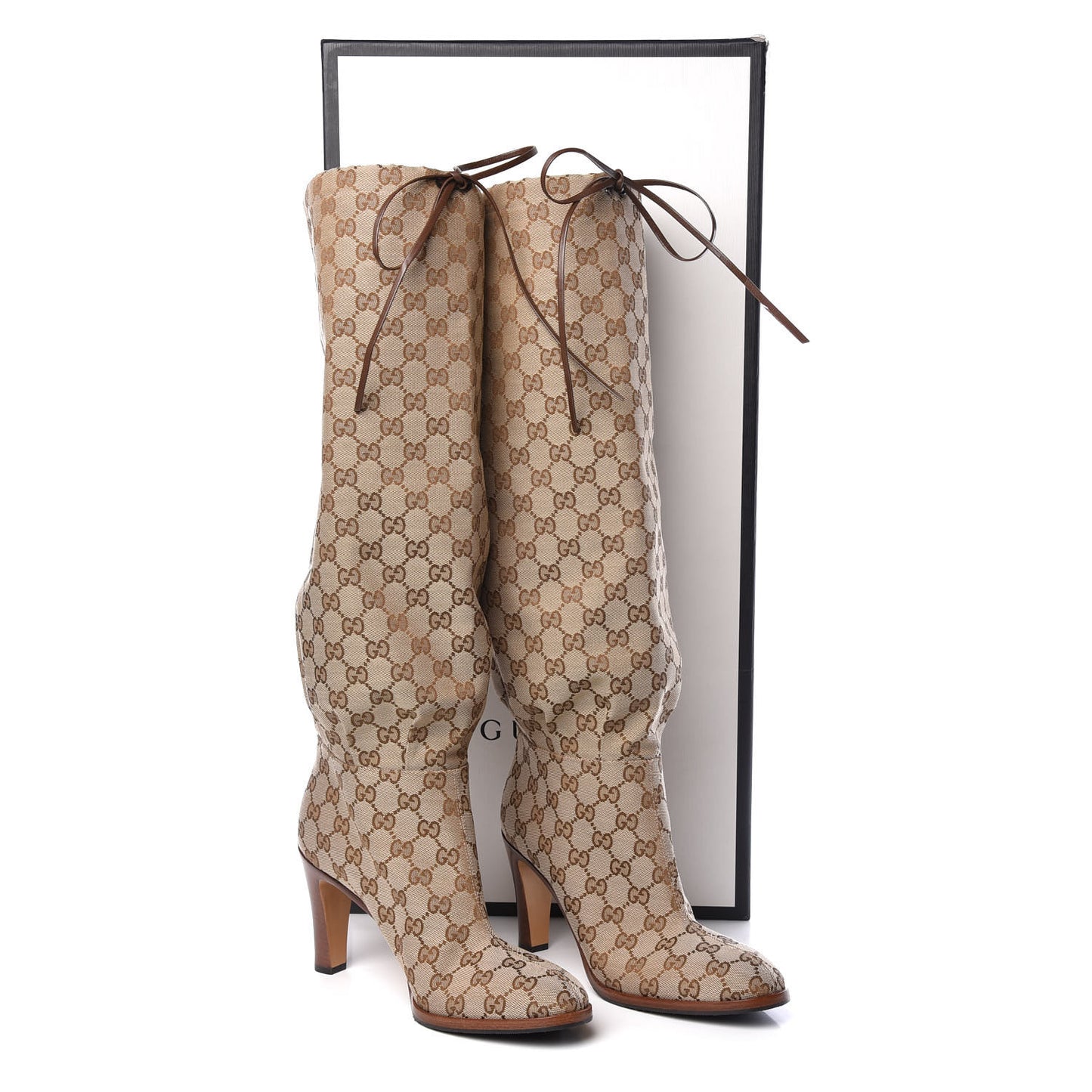 Monogram Over the Knee Boots 40.5 Beige Ebony