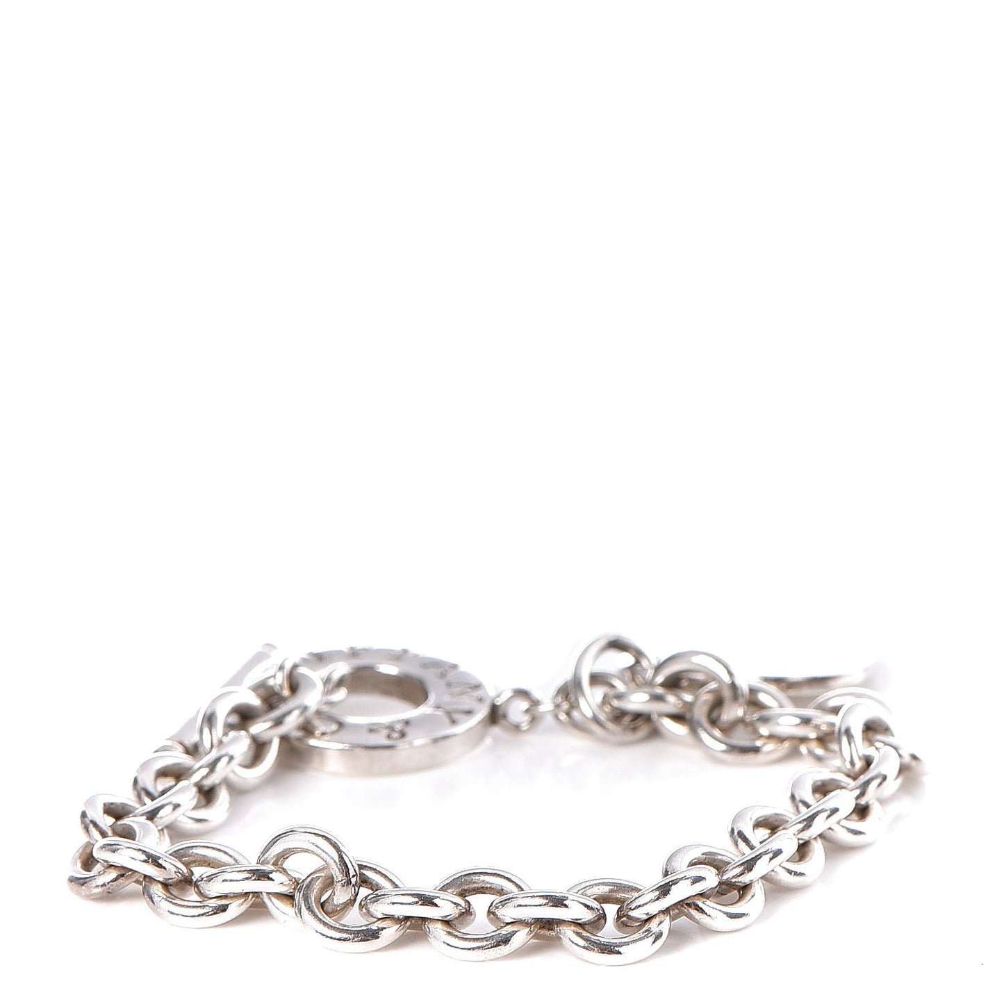 Sterling Silver Heart Tag Toggle Bracelet