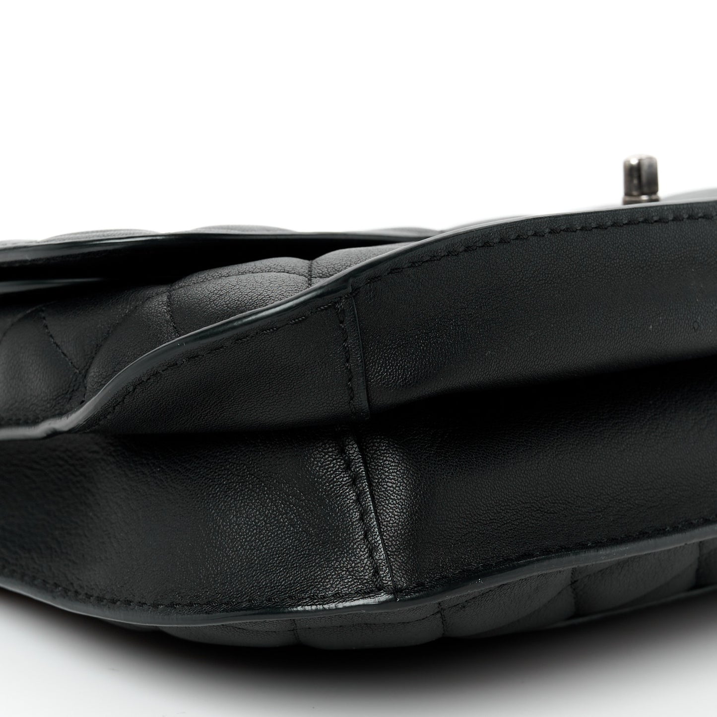 Metallic Goatskin Quilted Large Rock In Rome Flap Black
