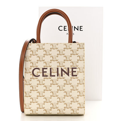 Celine Triomphe Canvas Calfskin Mini Vertical Cabas White 10 of 10