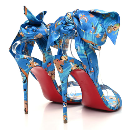 Christian Louboutin Crepe Satin Greekaba Du Desert 100 Sandal 41 Blue Multicolor 4 of 8