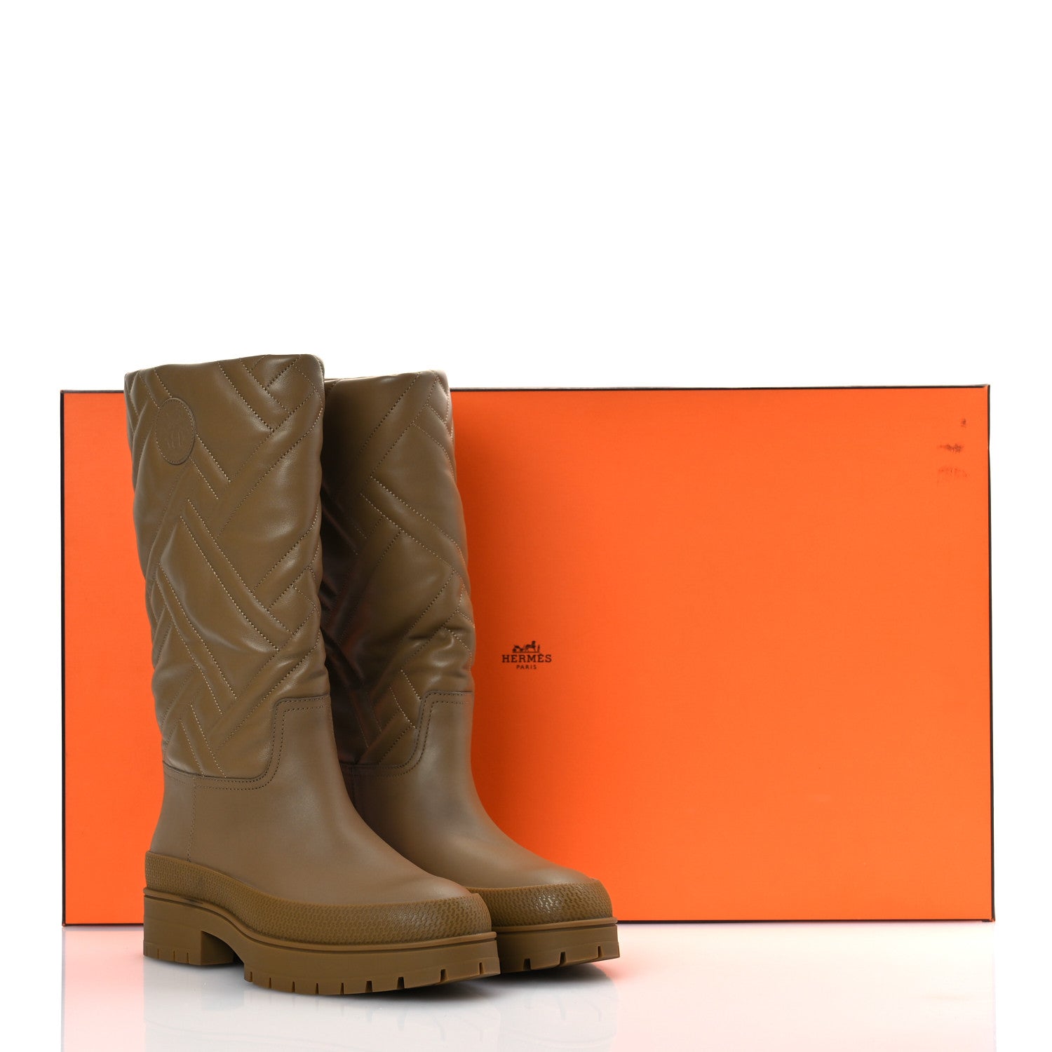 Hermes Lambskin Quilted Mosaique Fuji Boots 36 Beige Gobi 13 of 13