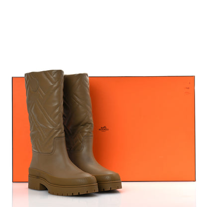 Hermes Lambskin Quilted Mosaique Fuji Boots 36 Beige Gobi 13 of 13