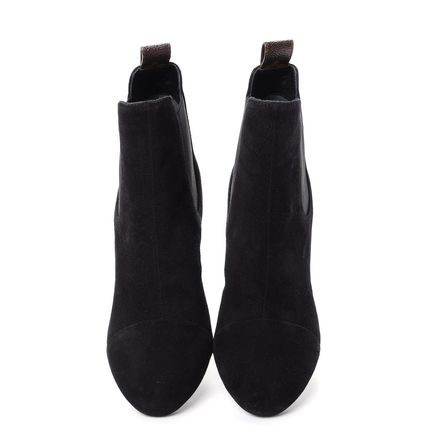 Louis Vuitton Suede Monogram Uniformes Cap Toe Chelsea 80mm Ankle Boots 35 Black 5 of 9