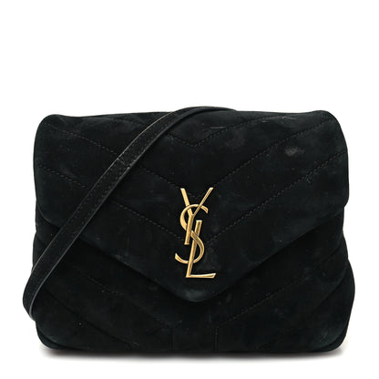Saint Laurent Suede Y Quilted Monogram Toy Loulou Crossbody Bag Black 1 of 12