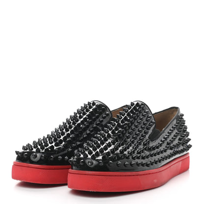 Christian Louboutin Patent Spikes Mens Roller Boat Flats 45 Black 3 of 7