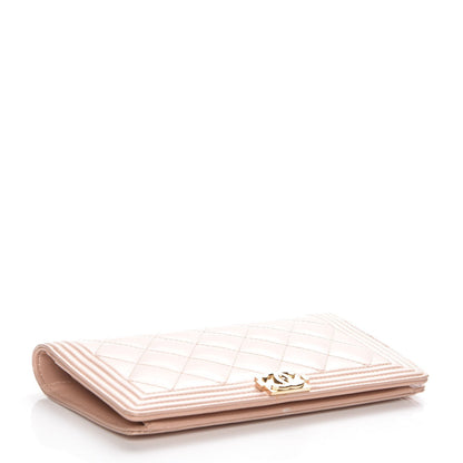 Chanel Iridescent Calfskin Quilted Boy Yen Wallet Light Pink 4 of 11