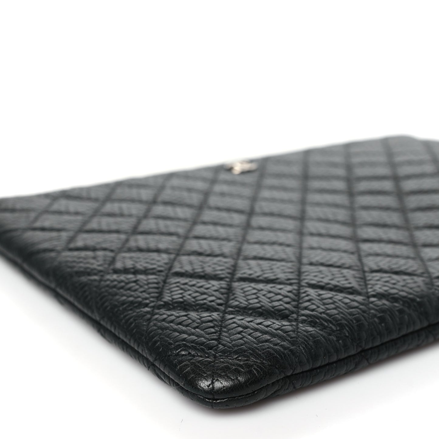 Calfskin Braided Large Cosmetic Case Black