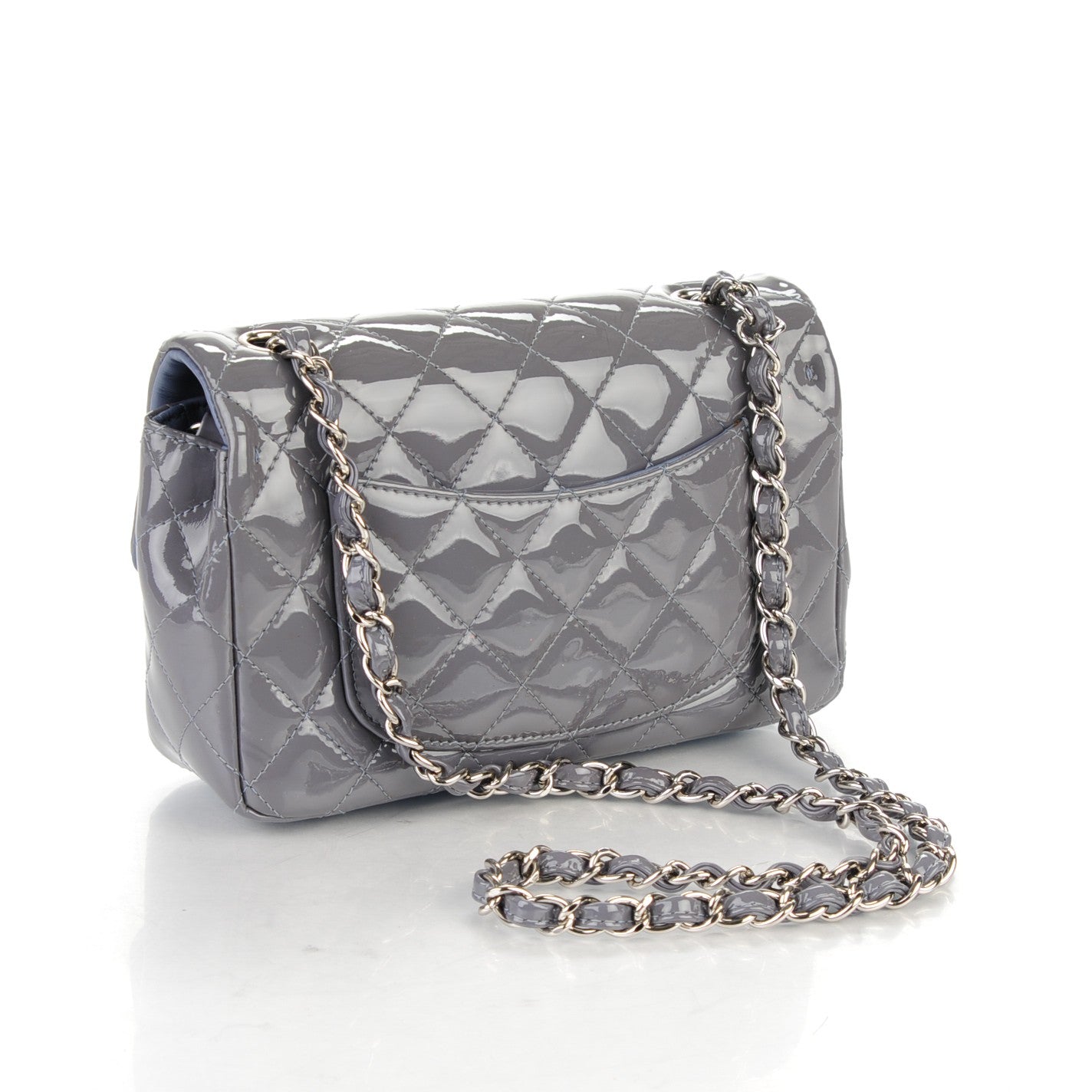 Chanel Patent Calfskin Quilted Mini Rectangular Flap Grey 3 of 8