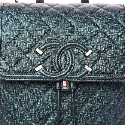 Chanel Iridescent Caviar Quilted Filigree Backpack Dark Turquoise 11 of 11