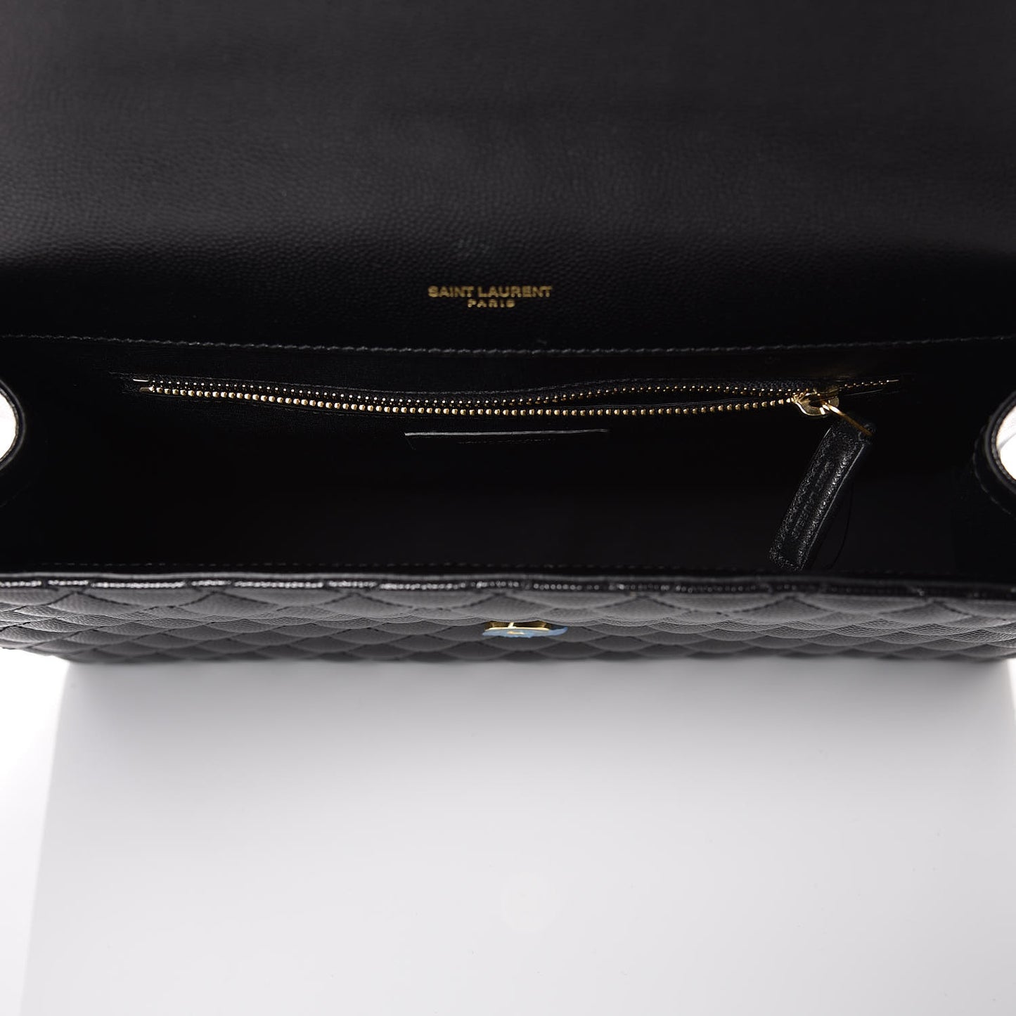 Grain De Poudre Textured Mixed Matelasse Large Triquilt Monogram Satchel Black