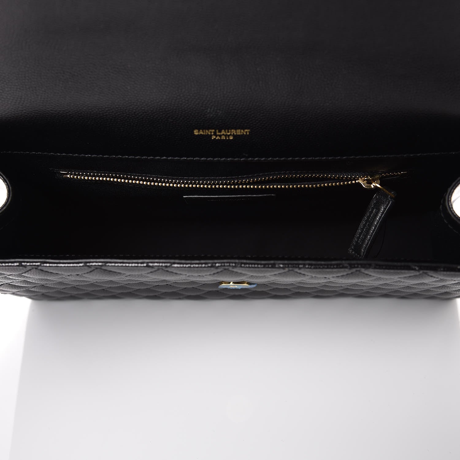 Saint Laurent Grain De Poudre Textured Mixed Matelasse Large Triquilt Monogram Satchel Black 5 of 7