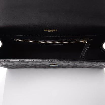 Saint Laurent Grain De Poudre Textured Mixed Matelasse Large Triquilt Monogram Satchel Black 5 of 9