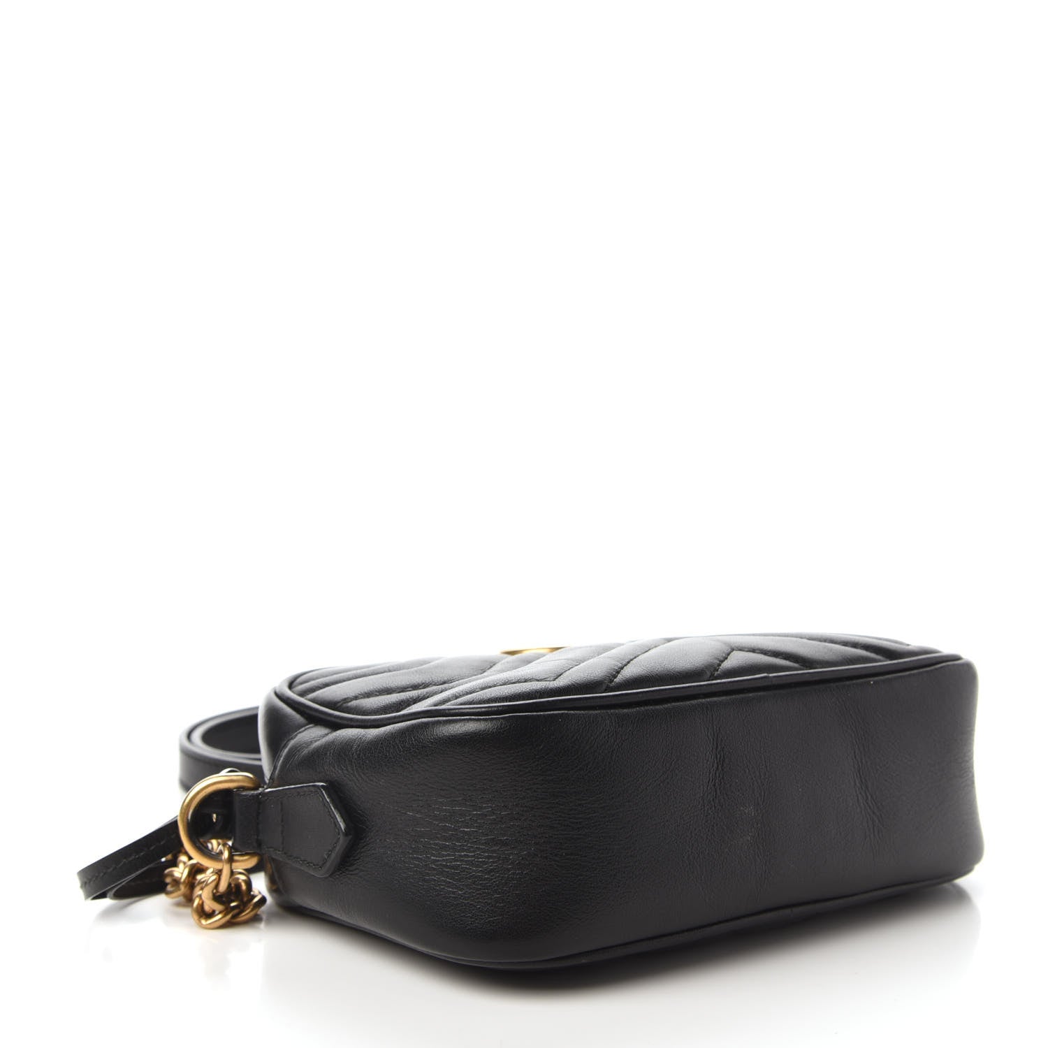 Gucci Calfskin Matelasse Mini GG Marmont Chain Shoulder Bag Black 4 of 10