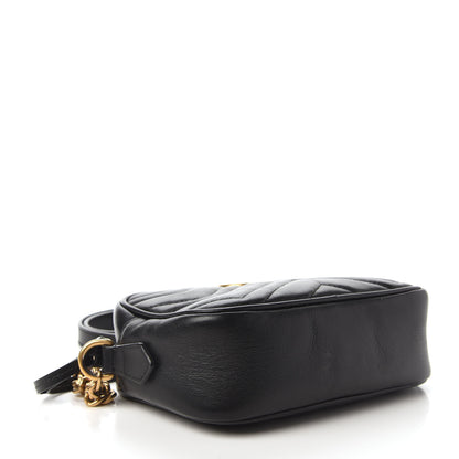 Gucci Calfskin Matelasse Mini GG Marmont Chain Shoulder Bag Black 4 of 10