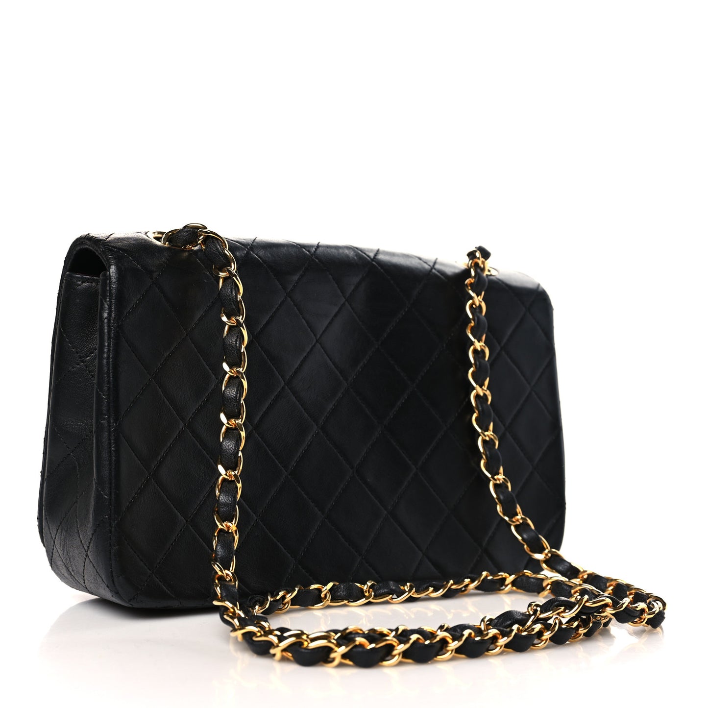 Lambskin Quilted Small Single Flap Black