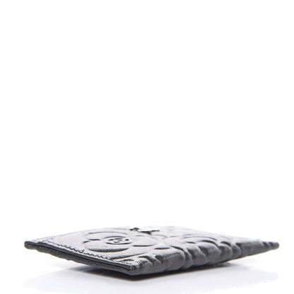 Chanel Goatskin Camellia Embossed Card Holder Wallet Grey 4 of 9