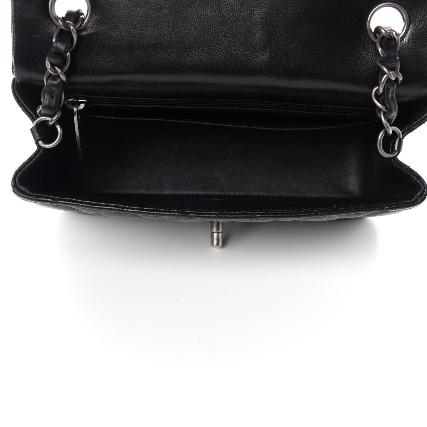 Lambskin Quilted Mini Rectangular Flap Black