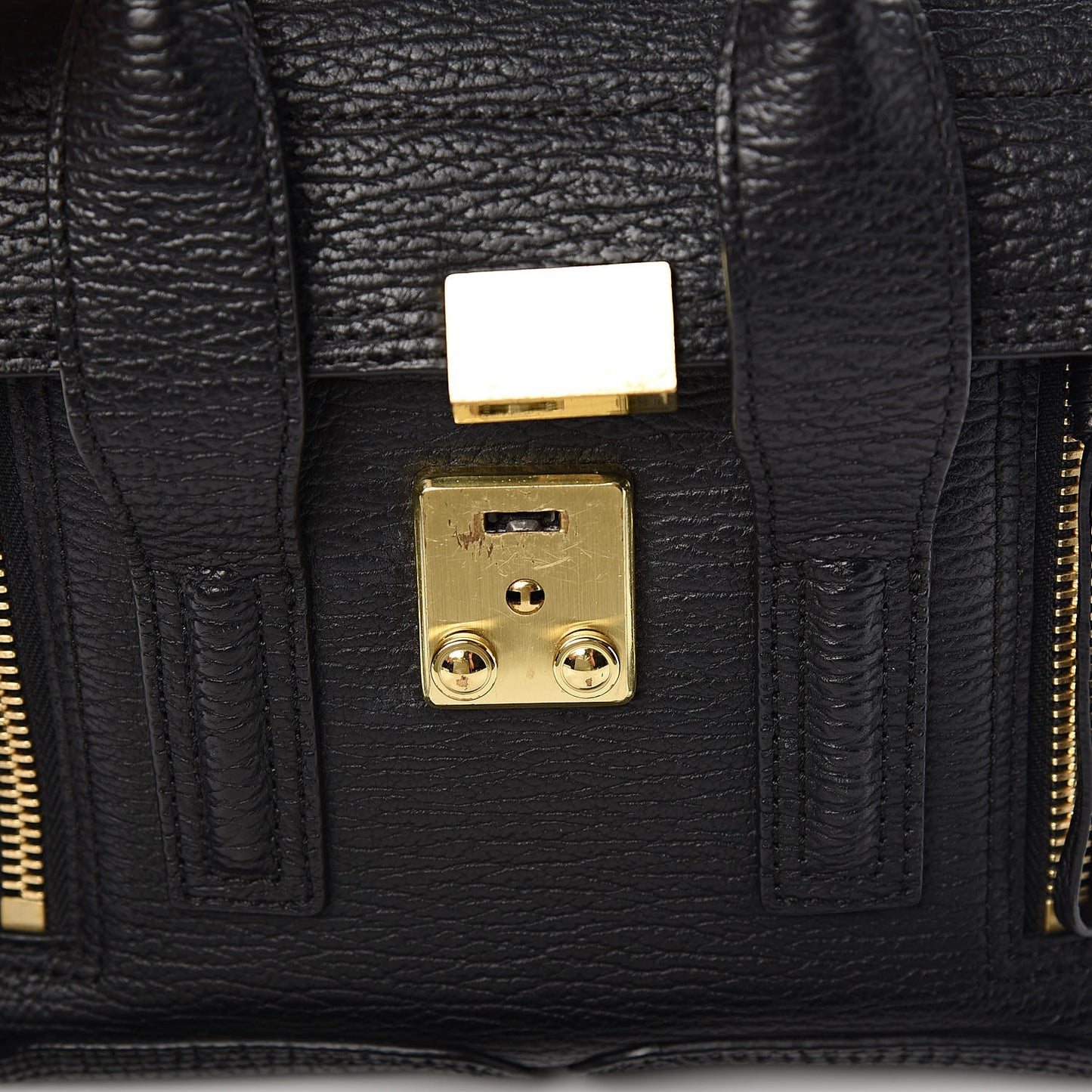 3.1 Textured Calfskin Mini Pashli Satchel Black