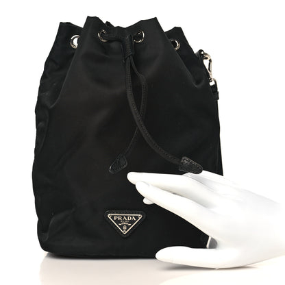 Prada Saffiano Tessuto Nylon Vela Bucket Wristlet Black 2 of 9