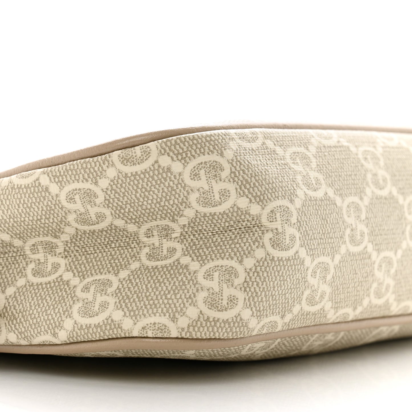 GG Supreme Monogram Textured Dollar Calfskin Small Ophidia Hobo Beige Mystic White Oatmeal