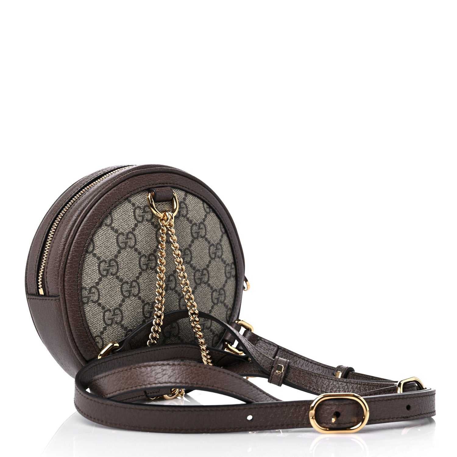 Gucci GG Supreme Monogram Web Mini Ophidia Round Backpack Brown 3 of 9
