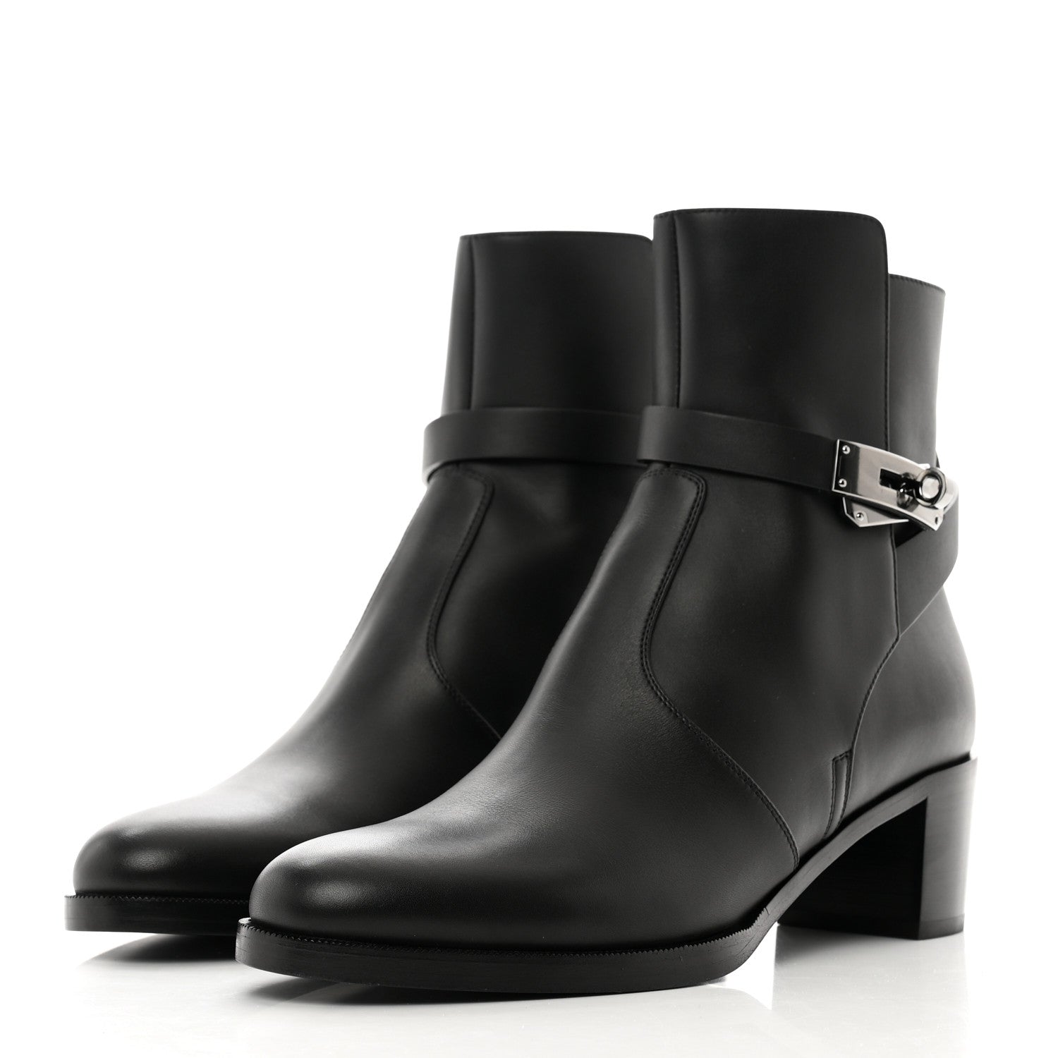 Hermes Calfskin Frenchie 50 Ankle Boots 38.5 Black 3 of 8