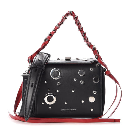 Alexander McQueen Calfskin Grommet Studded Box Shoulder Bag 19 Black 1 of 8