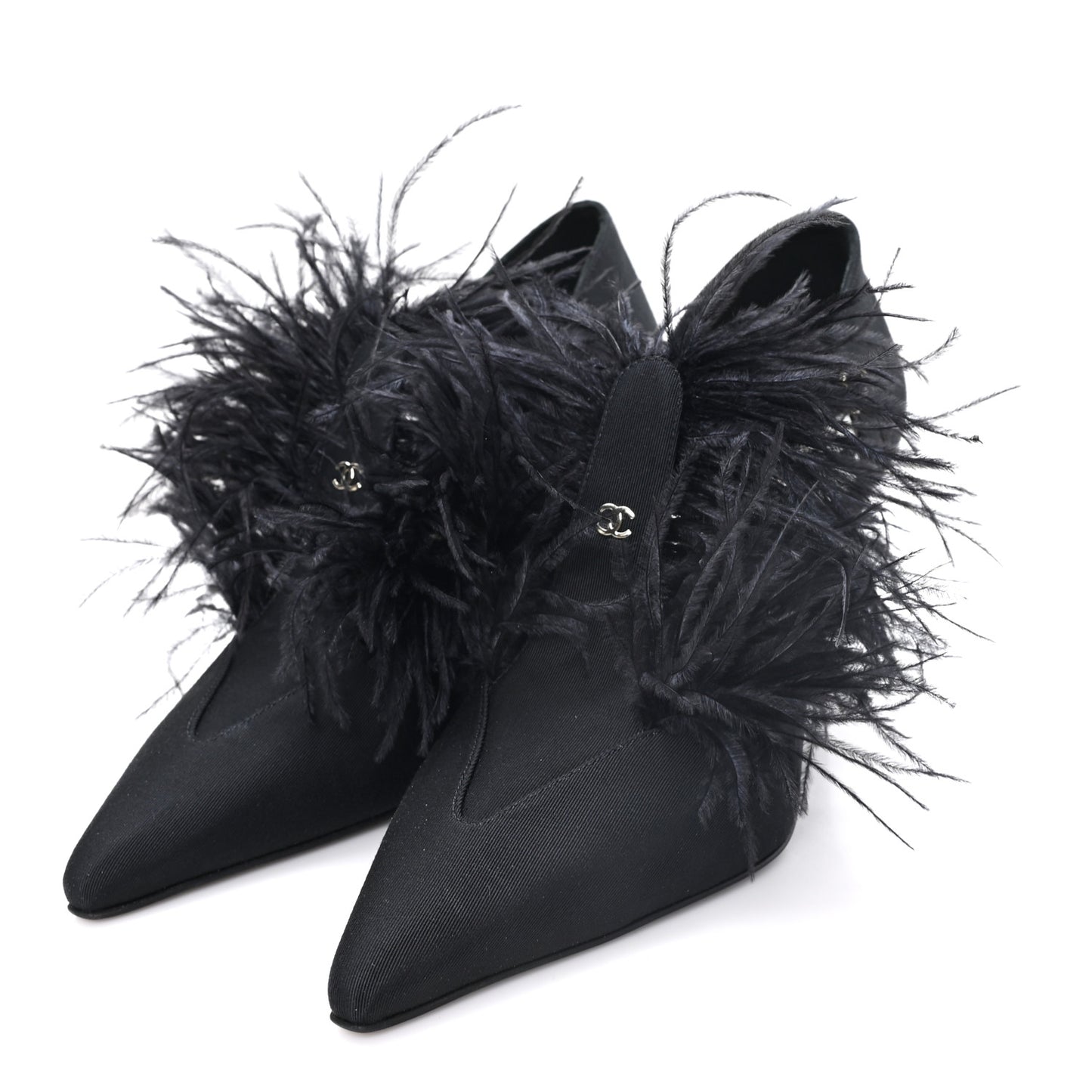 Grosgrain Feather Mary Jane Pumps 40 Black