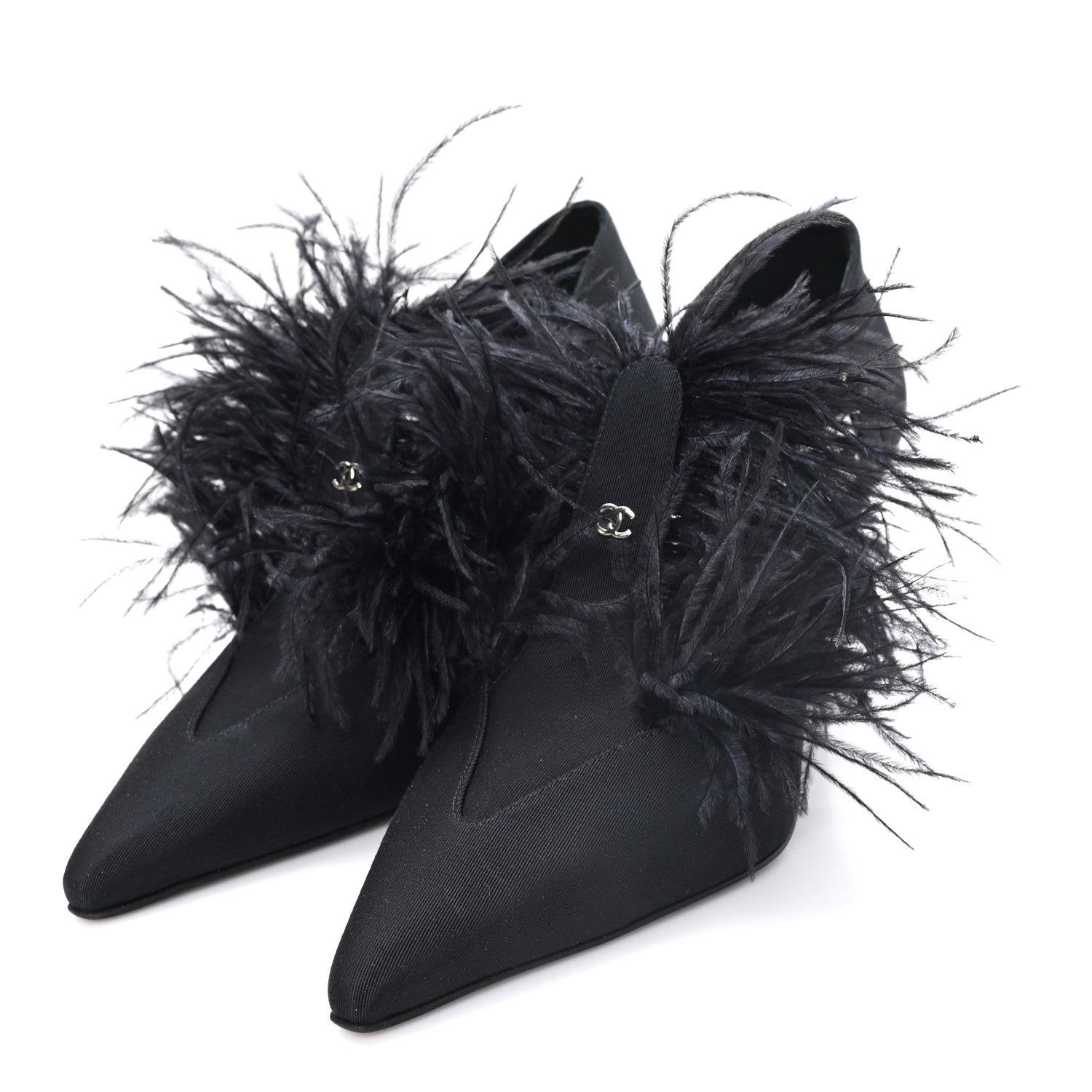 Chanel Grosgrain Feather Mary Jane Pumps 40 Black 4 of 9