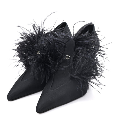 Chanel Grosgrain Feather Mary Jane Pumps 40 Black 4 of 9