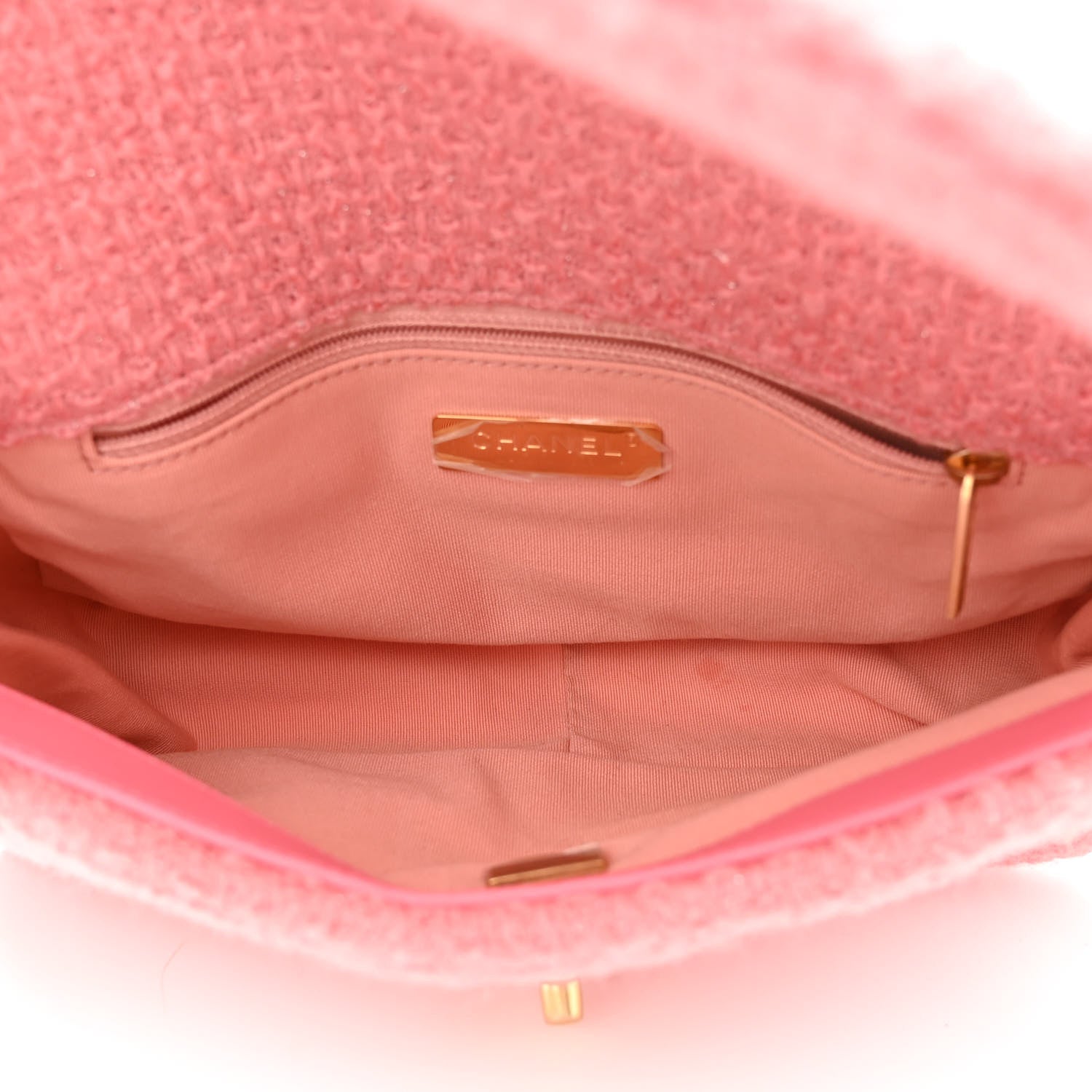 Chanel Metallic Tweed Quilted Medium Chanel 19 Flap Pink 5 of 10