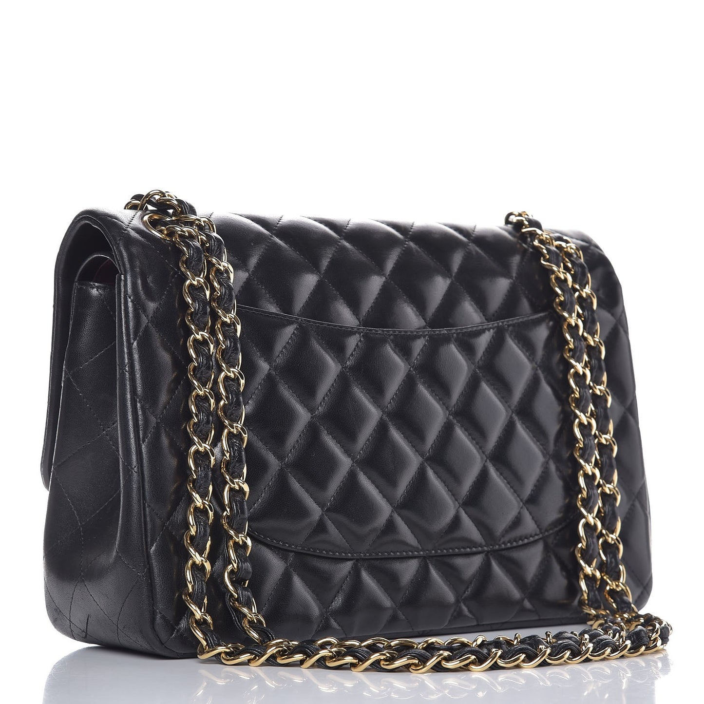 Lambskin Quilted Jumbo Double Flap Black