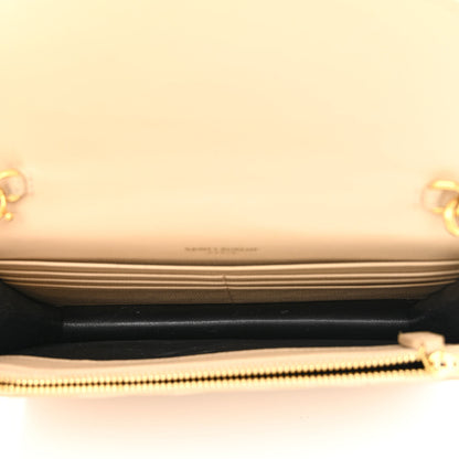 Saint Laurent Grain De Poudre Matelasse Chevron Monogram Envelope Chain Wallet Nude Powder 5 of 13