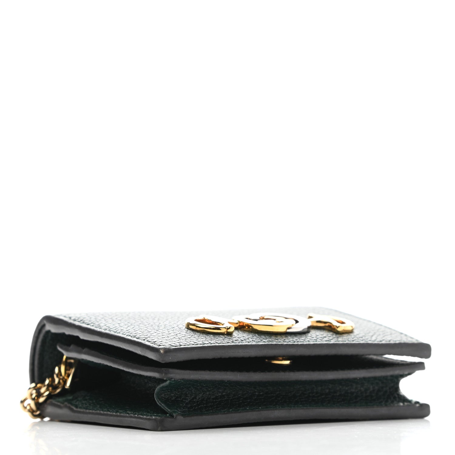 Gucci Grainy Calfskin Zumi Chain Card Case Wallet Vintage Green 4 of 7