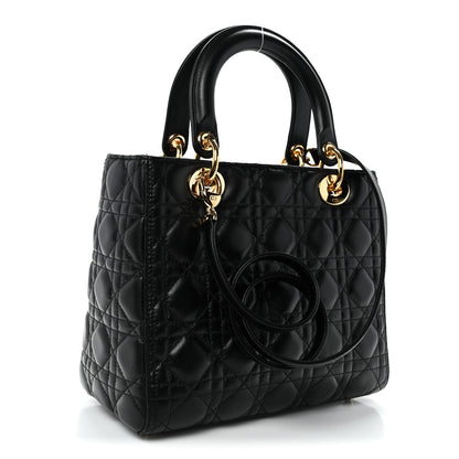 Christian Dior Lambskin Cannage Medium Lady Dior Black 3 of 10