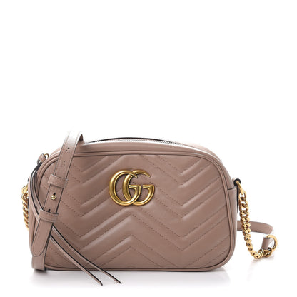 Gucci Calfskin Matelasse Small GG Marmont Chain Shoulder Bag Taupe 1 of 9