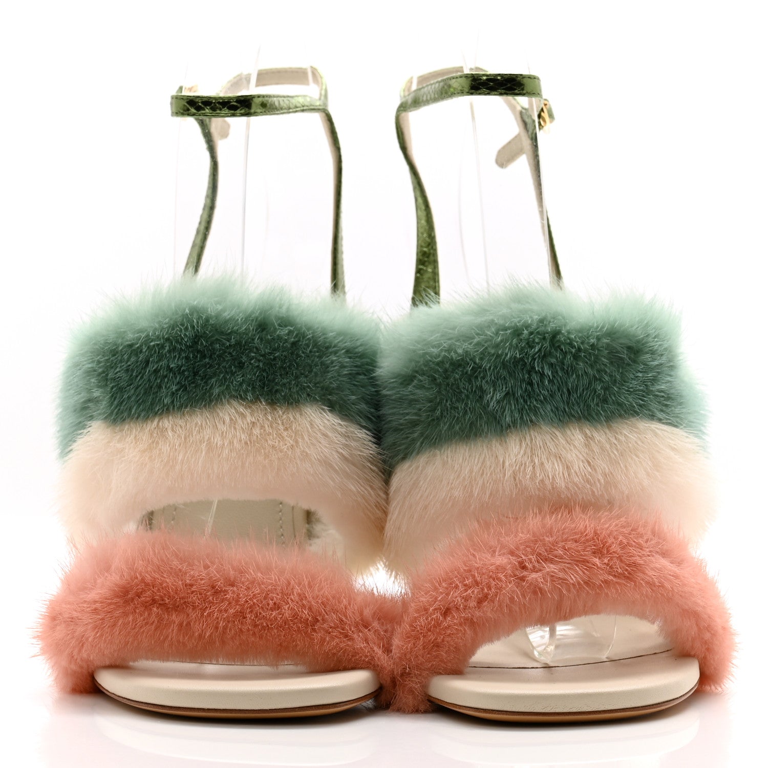 Fendi Mink Ayers Lucite Fendi First 95mm Sandals 38 Bellini Hermi Urano Pirite 2 of 8