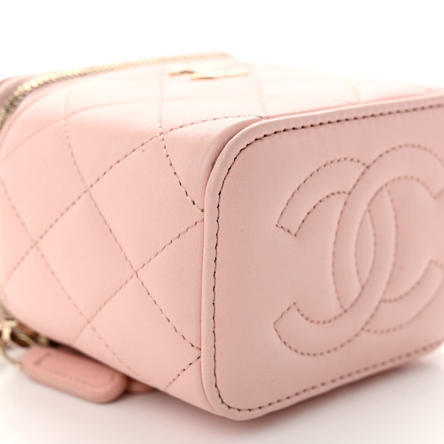 Chanel Lambskin Quilted Mini Top Handle Vanity Case With Chain Light Pink 9 of 12