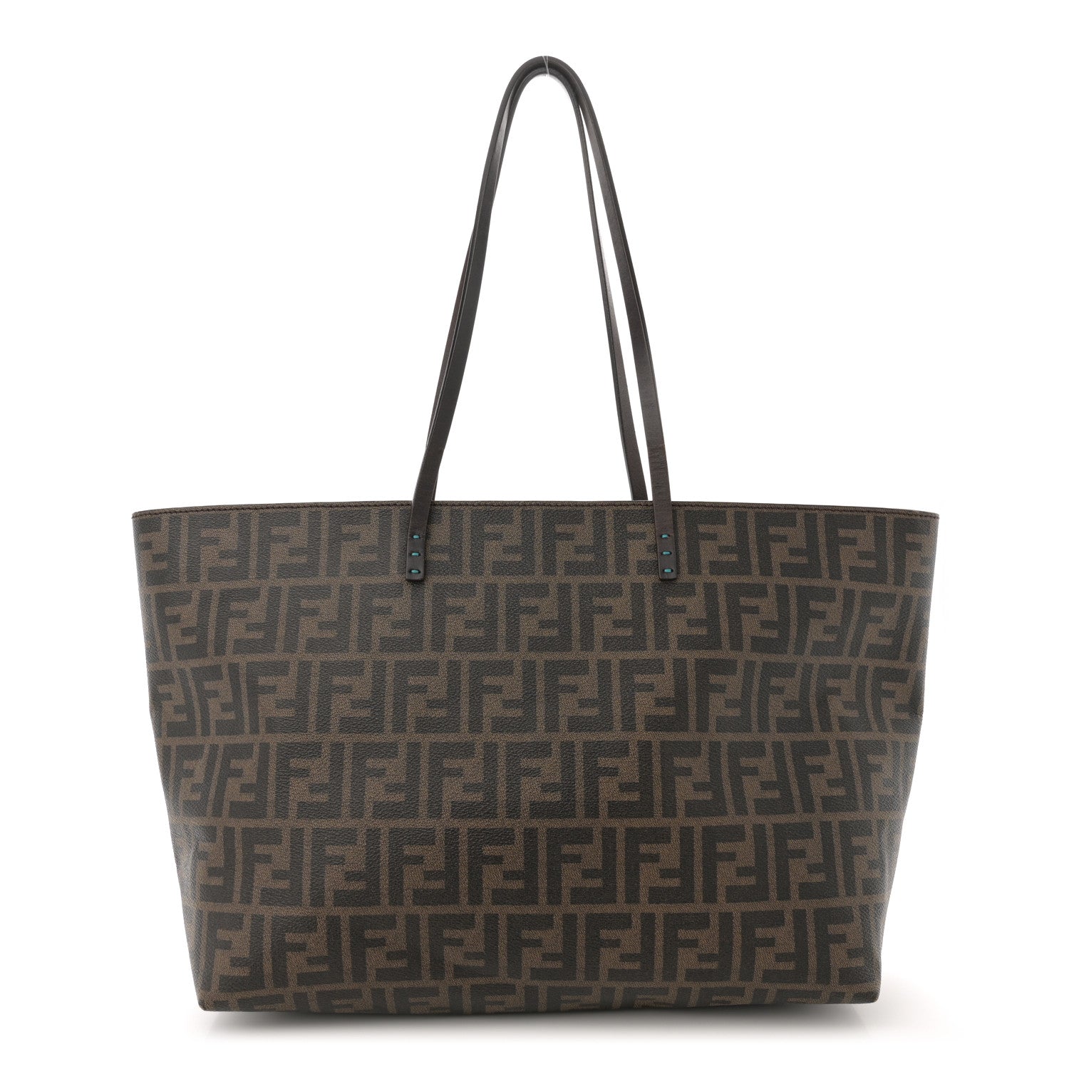Fendi Zucca Spalmati Medium Roll Tote Tobacco Pavone 1 of 12