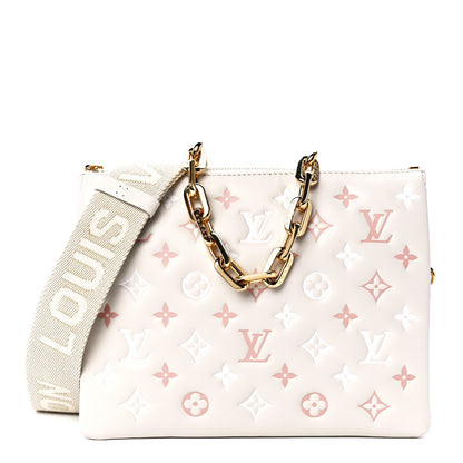 Louis Vuitton Lambskin Embossed Monogram Coussin PM Natural Creme 1 of 10