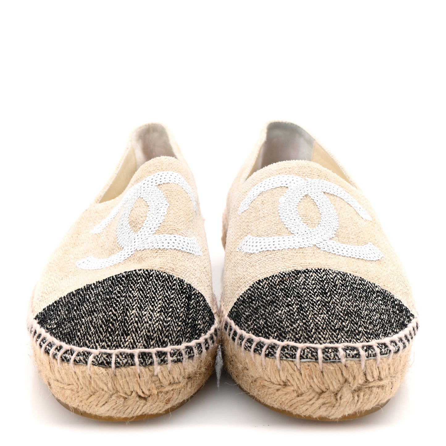 Toile Sequin CC Espadrilles 39 Beige Black