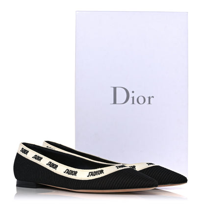 Christian Dior Fabric Ribbon Embroidered J'Adior Ballet Flats 37 Black 10 of 10