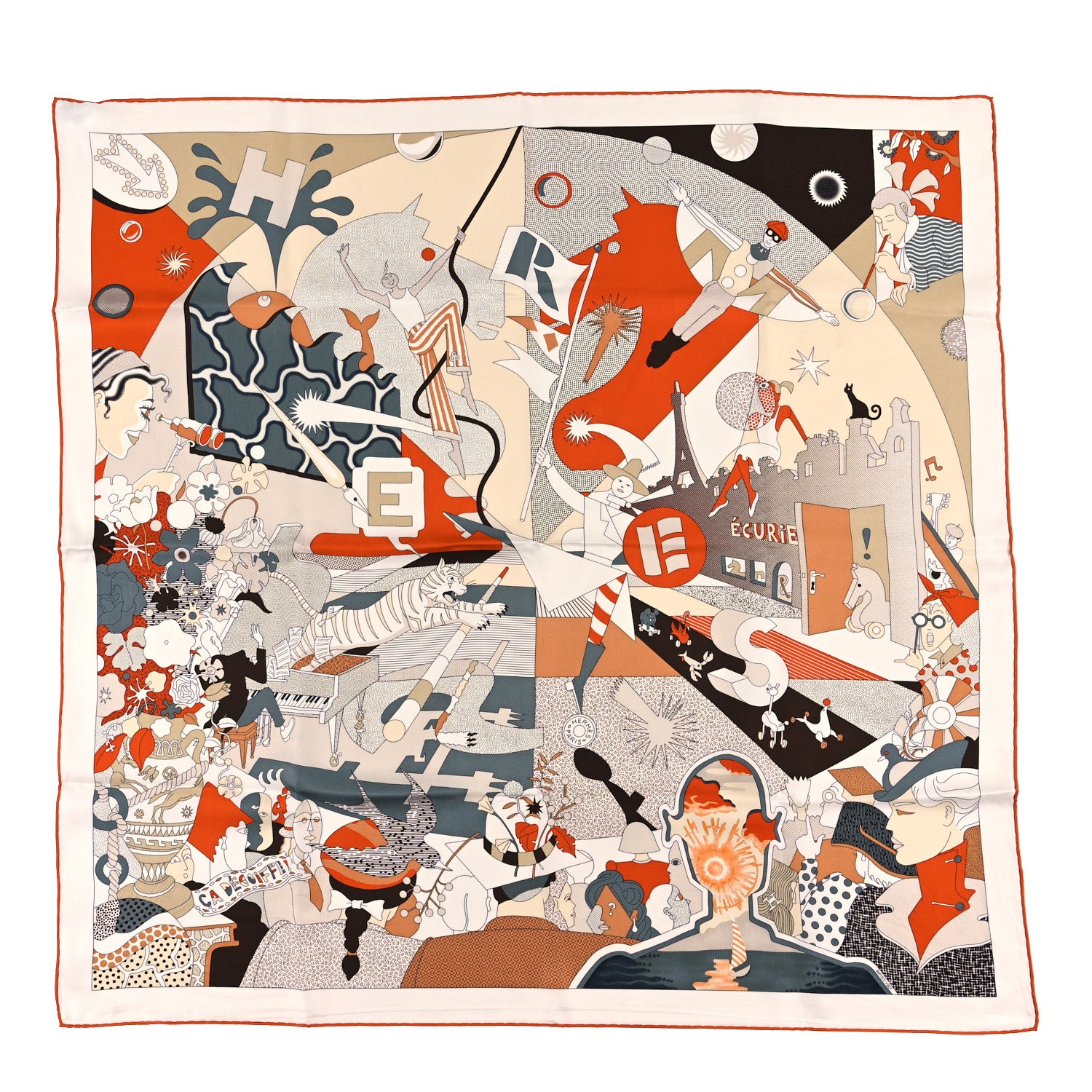 Hermes Silk Ca Decoiffe! Scarf 90 Marine Creme Vert Amande 1 of 3