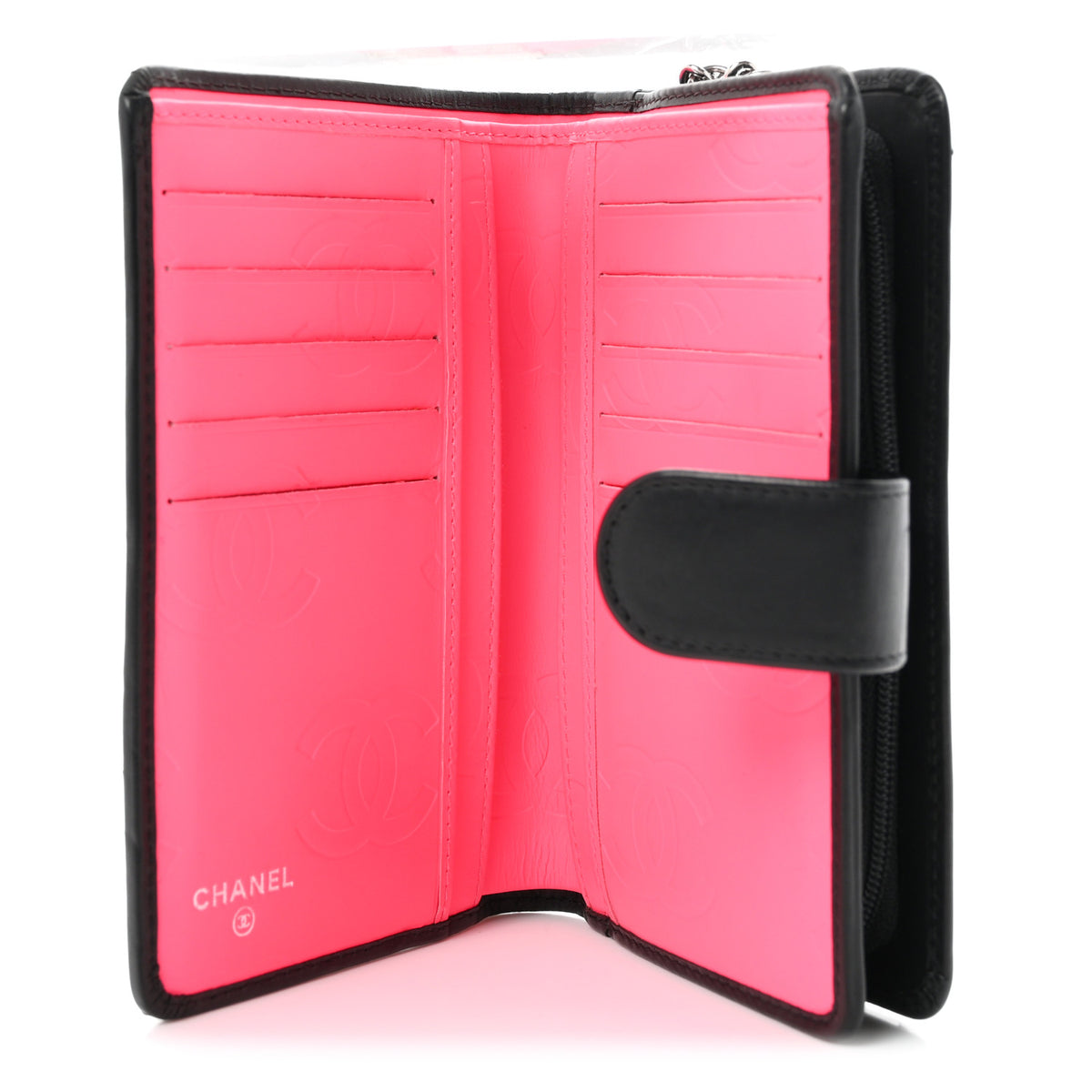 Calfskin Cambon Zipped Pocket Wallet Black