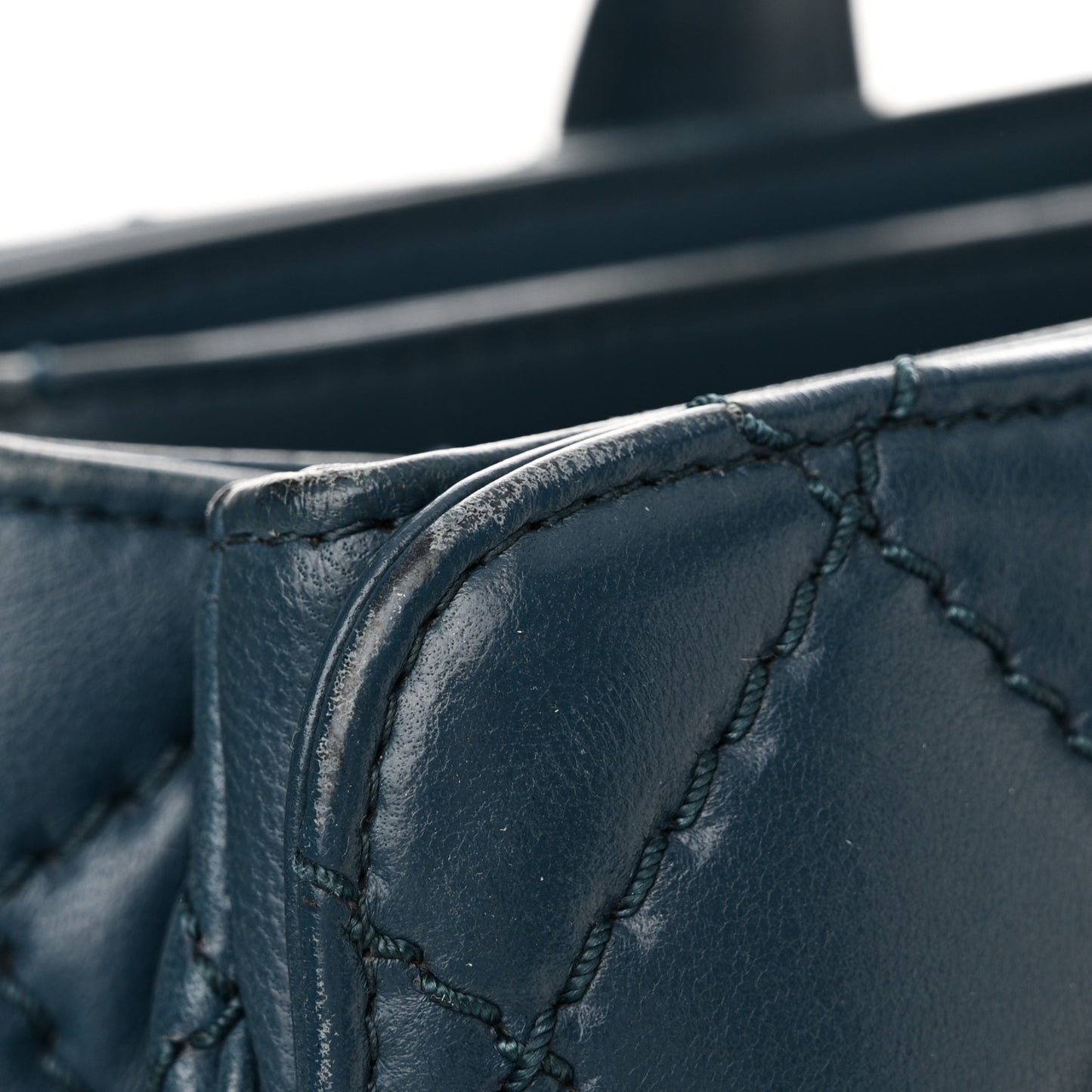 Lambskin Quilted Easy Carry Shopping Tote Blue