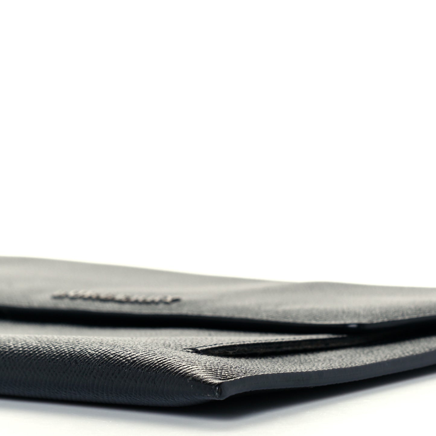 Grainy Calfskin Flap Pouch Black