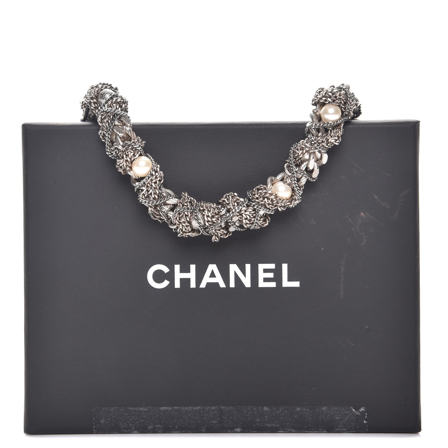 Chanel Pearl Chain CC Short Necklace Silver 7 of 7