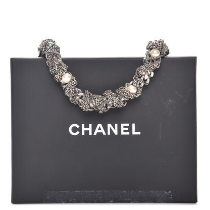 Chanel Pearl Chain CC Short Necklace Silver 7 of 7