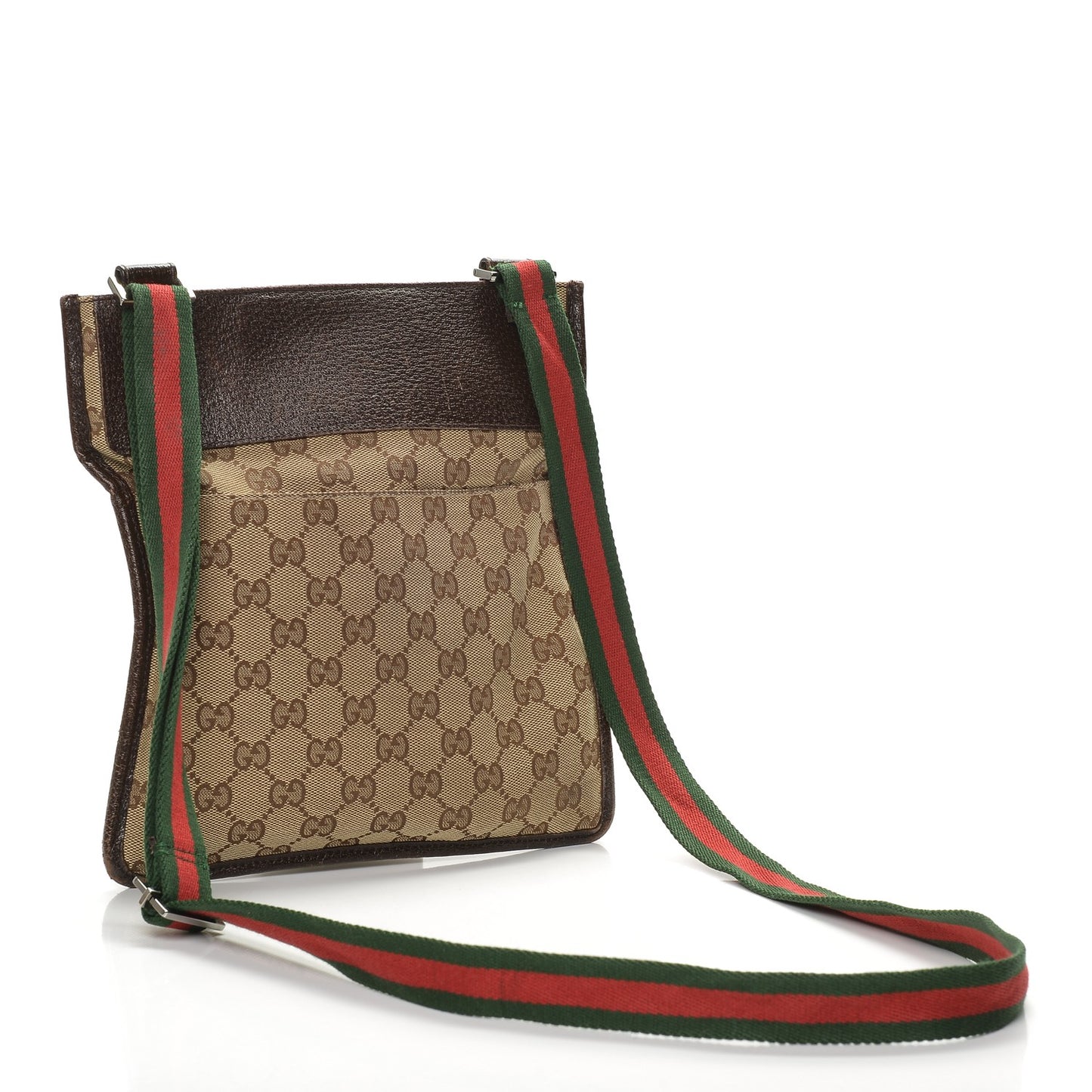 GG Monogram Web Messenger Crossbody Bag Dark Brown